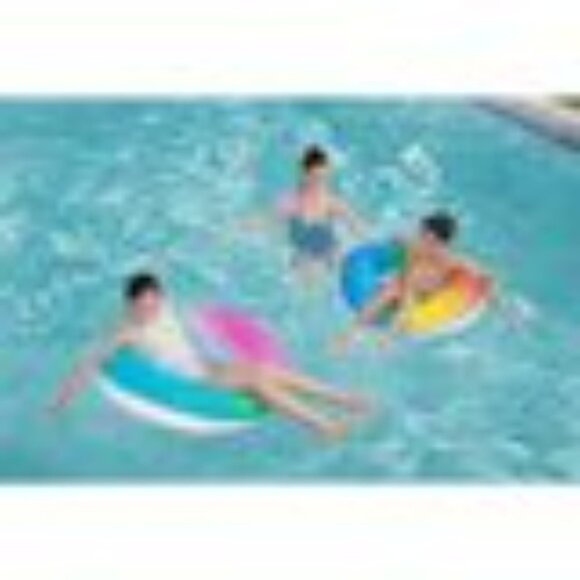 Safeway H2O Go! Inflatable Multicolor Vinyl Rainbow Swim Ring Tube Ages 10+ New - Picture 3 of 3